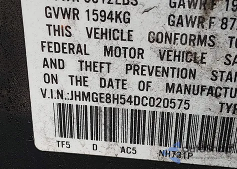 2013 Honda Fit Sport из США, поврежденный, VIN JHMGE8H54DC020575